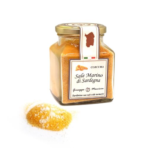 Sardinian sea salt + turmeric powder 210gr Jar metal cap