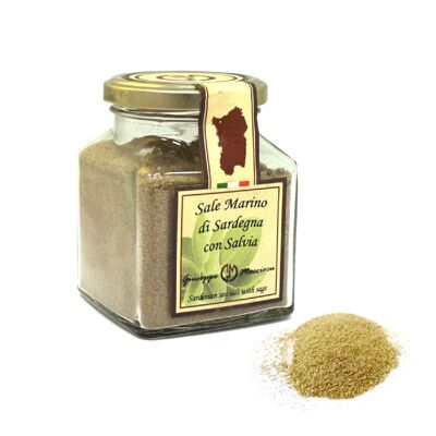 Sardinian sea salt with grinded sage 210gr Jar metal capped