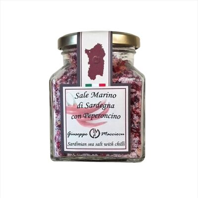 Sardinian sea salt with red chilli pepper in flakes 210 gr