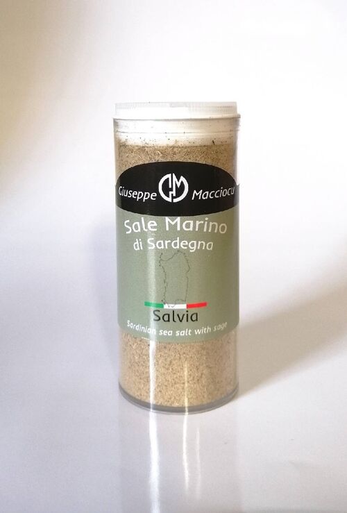 Sea salt of Sardinia + grinded sage salvia 120gr spreader