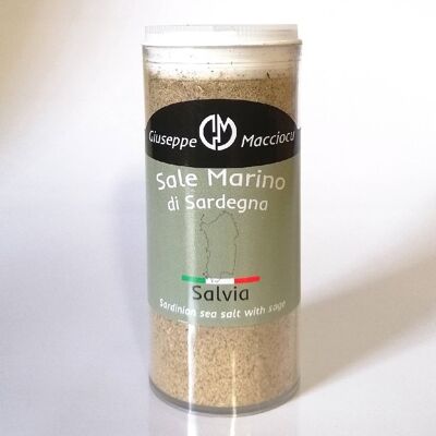 Sea salt of Sardinia + grinded sage salvia 120gr spreader