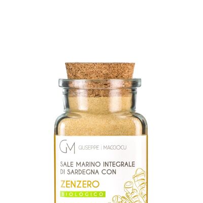 Unrefined sea salt + BIo ginger powder 110gr Jar cork cap