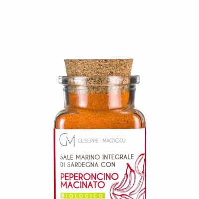 Unraffiniertes Meersalz + BIO gemahlene rote Chilischote 140gr Glas