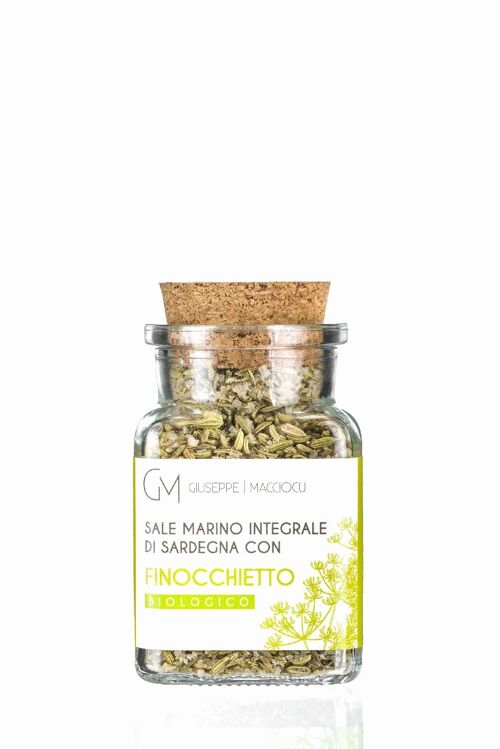 Unrefined sea salt + Biologic fennel 160gr Jar with cork cap