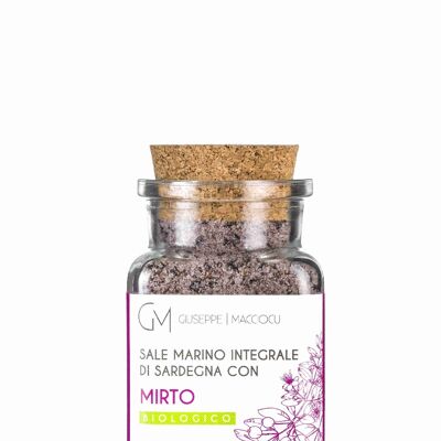 Sale marino grezzo + mirto biologico Vaso da 130gr con tappo in sughero