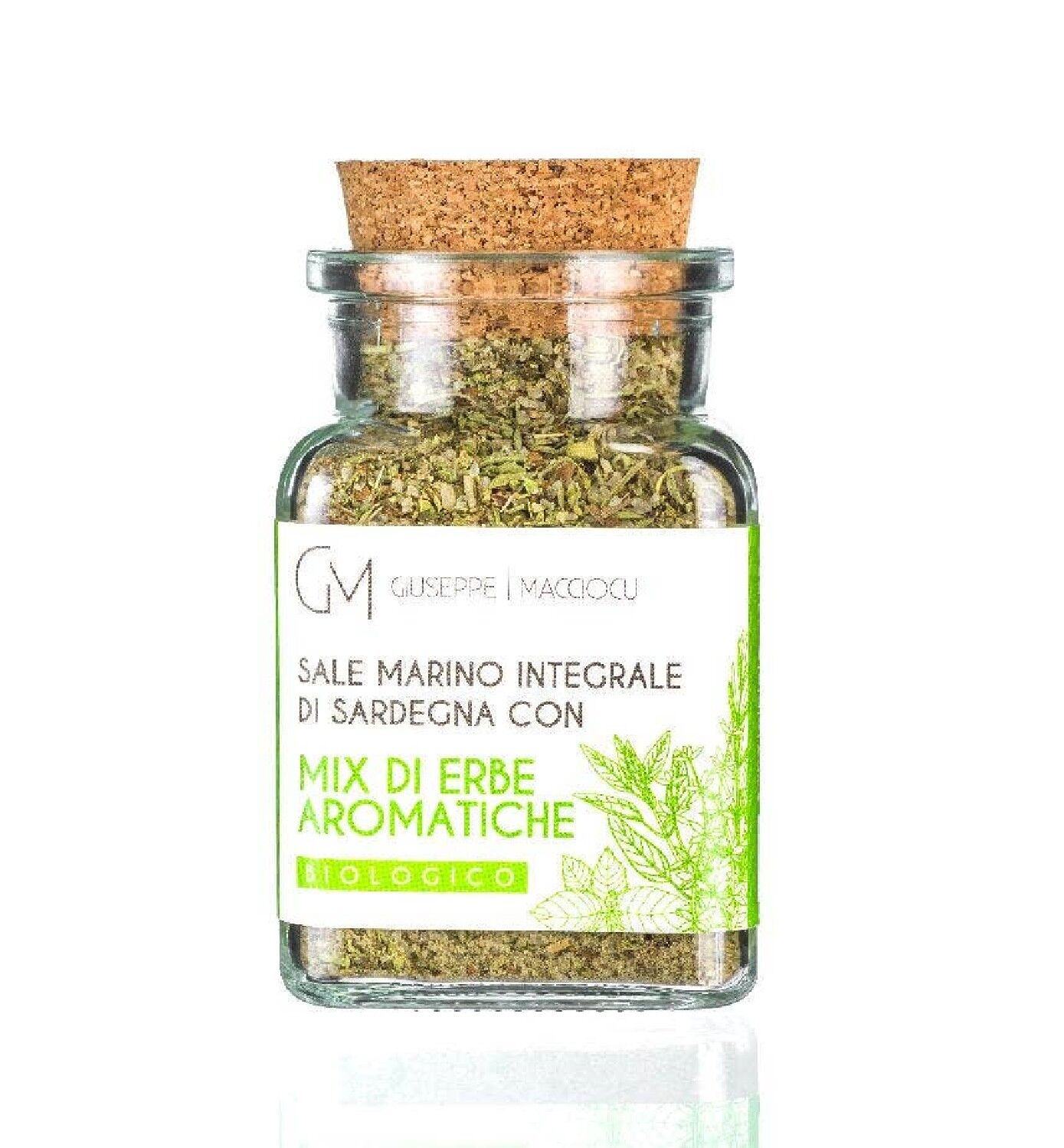 Sale marino integrale con mix di erbe BIO Vasetto da 120gr Tappo di sughero