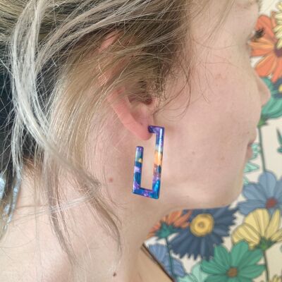 Kooky multicoloured small rectangle earrings.