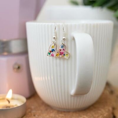 Tiny Sterling Silver Hook Confetti Heart Earrings