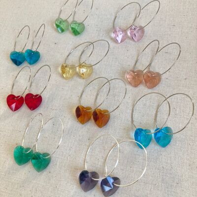 Kooky glass heart earrings. Dark blue