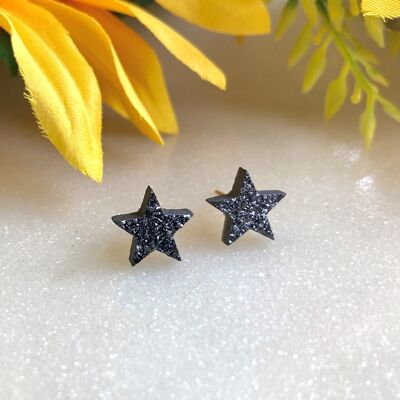 Kooky druzy star gold earring studs