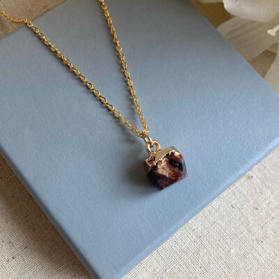 Natural Gemstone nugget gold necklace.