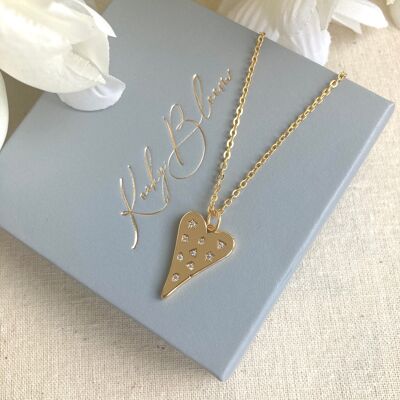 Kooky gold diamanté Heart necklace