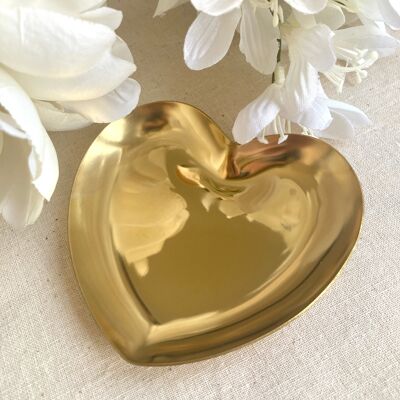 Gold heart jewellery trinket dish.