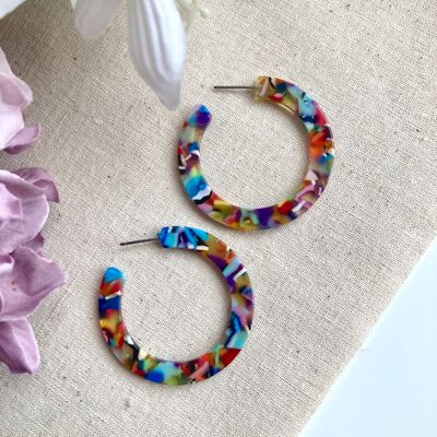 Kooky colourful Acetate hoop earrings