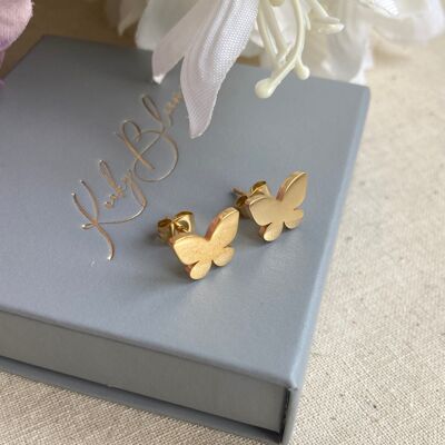 Kooky gold butterfly stud earrings