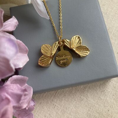 Hidden message ‘it’s always you’ lotus flower gold necklace.