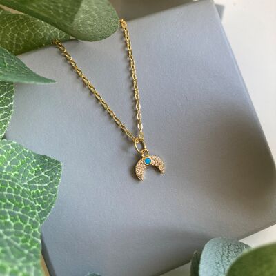 Tiny Gold & Turquoise Horn Necklace