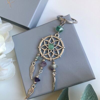 Natural Fluorite Dream Catcher Key Ring