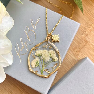 Magical Gold Leaf & Gypsophila Necklace