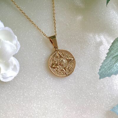 Kooky boho gold medallion necklace