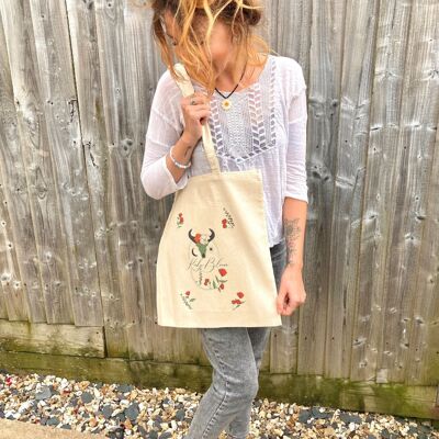 Kooky bloom Floral Logo Cotton Shopper tote bag