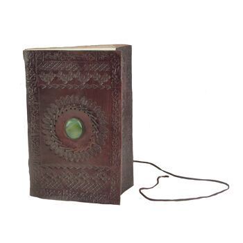 Carnet papier artisanal et couverture cuir orné d'une pierre onyx 15 x 23 cm 5