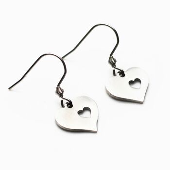 Boucles d'oreilles d'amour de soi - Argent 1