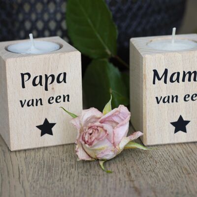 Houten troostkaars papa