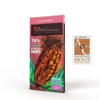 74% Single Farm Schokolade + Kakaonibs (60g)