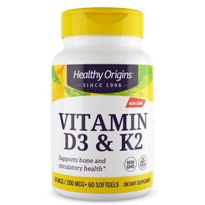 Vitamin D3 & K2, 50 mcg / 200 mcg - 60 Softgels