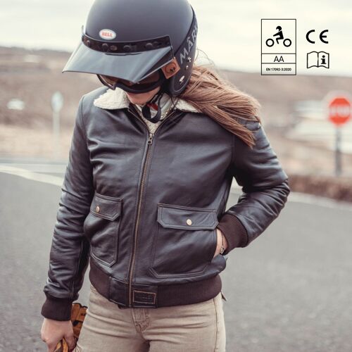 AVIATOR LEATHER JACKET - CE CERTIFIED -