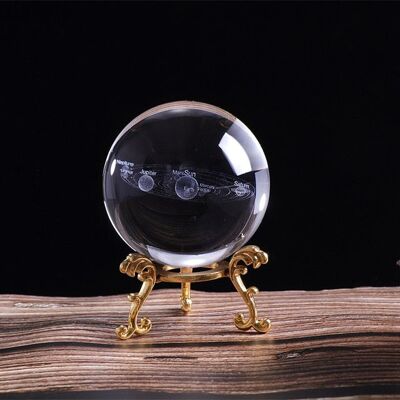 3D Solar System Crystal Ball 60/80mm - 60mm - with gold base