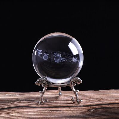 3D Solar System Crystal Ball 60/80mm - 60mm - with silver base