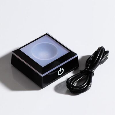 3D Moon Crystal Ball Laser Engraved 8cm - Square black base