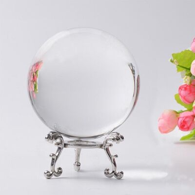 60/70/80MM Photography Crystal Ball Ornament FengShui Globe Divination Quartz Magic Glass Ball Home Decor Sphere bola de cristal - 60 MM - with silver base - China