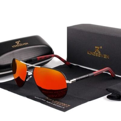 Aluminum BESTSELLER Polarized Sunglasses DRIVER - Silver Red