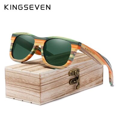 Retro Bamboo Sunglasses Polarized Mirror UV400 Sun Glasses Full Frame Wood Shades Goggles Handmade - Green G15