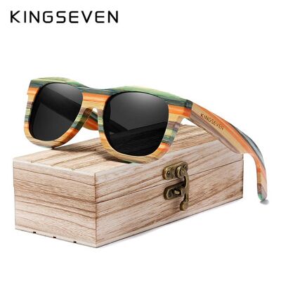 Retro Bamboo Sunglasses Polarized Mirror UV400 Sun Glasses Full Frame Wood Shades Goggles Handmade - Black