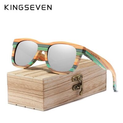 Retro Bamboo Sunglasses Polarized Mirror UV400 Sun Glasses Full Frame Wood Shades Goggles Handmade - Silver
