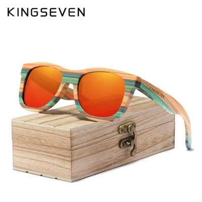 Retro Bamboo Sunglasses Polarized Mirror UV400 Sun Glasses Full Frame Wood Shades Goggles Handmade - Red