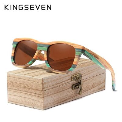 Retro Bamboo Sunglasses Polarized Mirror UV400 Sun Glasses Full Frame Wood Shades Goggles Handmade - Brown