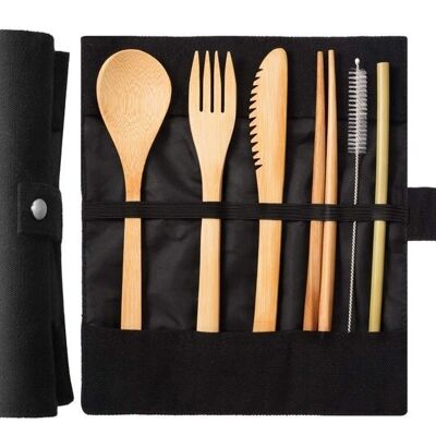 Bamboo Cutlery Set 100% Eco Friendly - Black