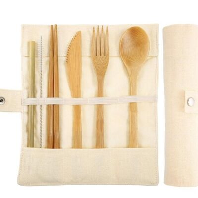 Bamboo Cutlery Set 100% Eco Friendly - Dark Khaki