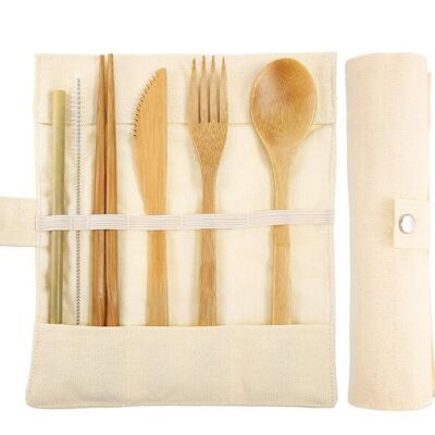 Bamboo Cutlery Set 100% Eco Friendly - Dark Khaki