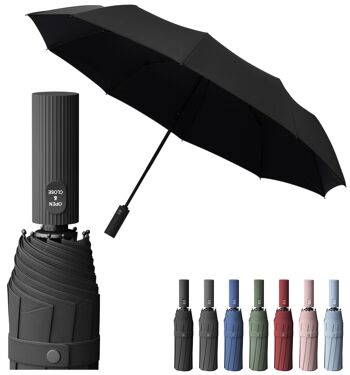 Parapluie haut de gamme | Effet lotus | Parapluie de poche noir 1