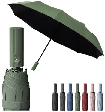 Parapluie haut de gamme | Effet lotus | Parapluie pliant vert 1
