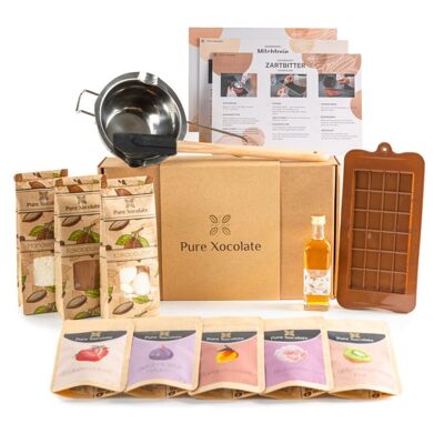 Premium complete set for making your own chocolate with toppings