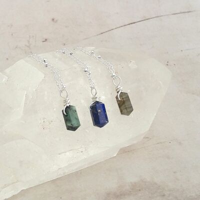 PACK 3 Pendulum Necklaces Natural Stones and 925 Silver
