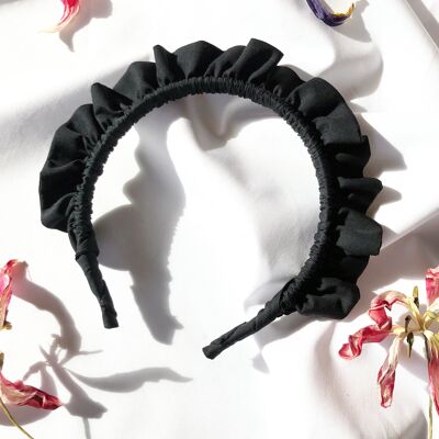 Fascia nera Rouched, fascia Scrunchie, fascia Ruffle, fascia per gli ospiti di nozze, fascia Alice, fascia fascinator attiva