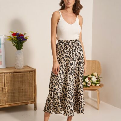 Leopard print satin Valentine skirt - CK08152
